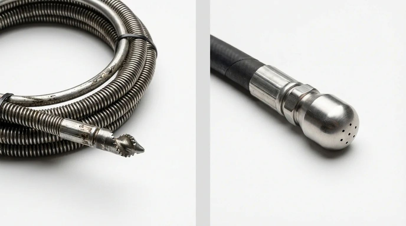 Drain snake cable and hydro jetting nozzle used for drain cleaning in Marana, AZ