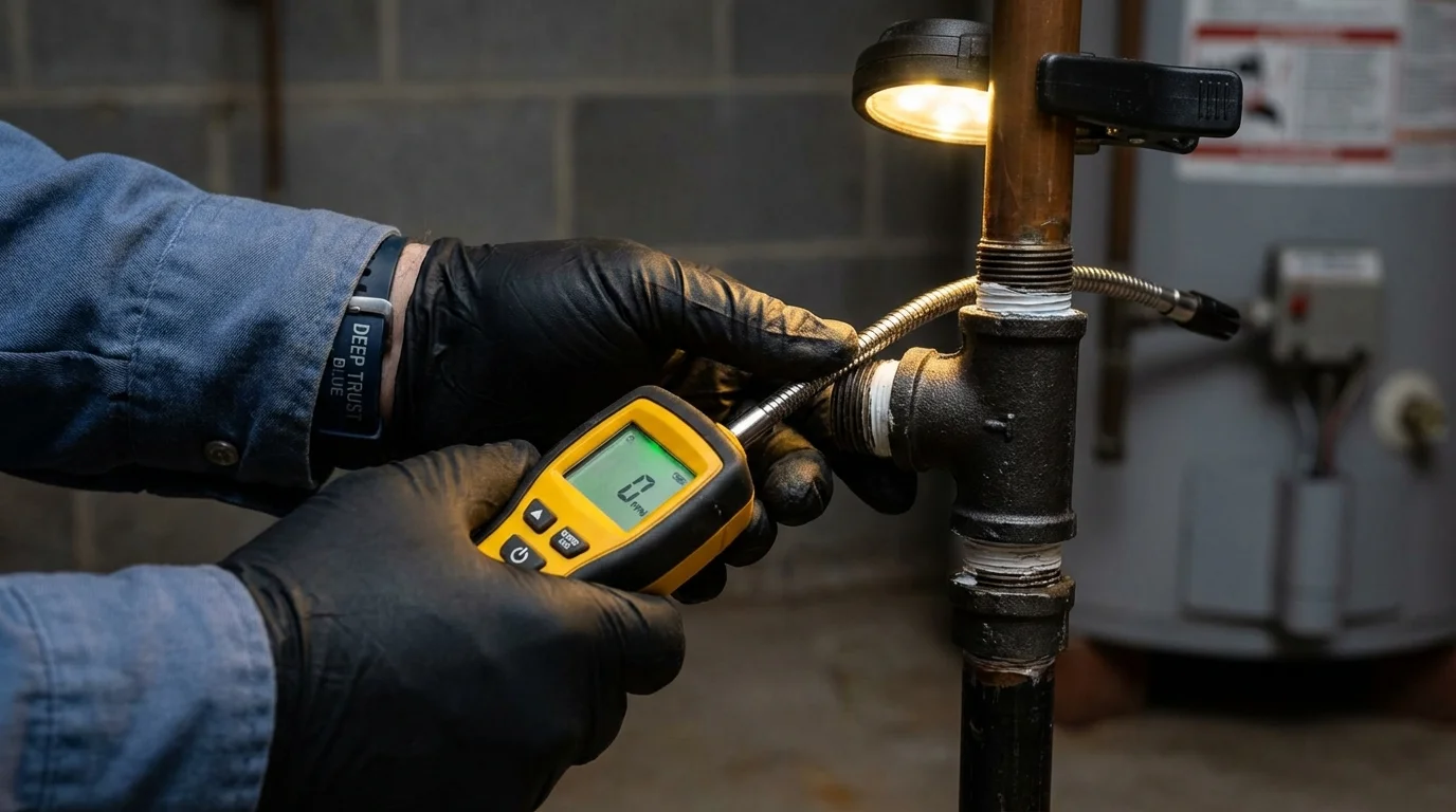 Gas leak detection with electronic sniffer by Johns Plumbing LLC in Marana