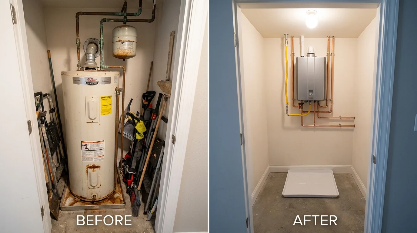Tank water heater versus wall-mounted tankless unit comparison for Marana, AZ homeowners